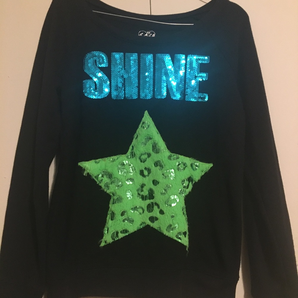 Girls 14 Black Shine Long Sleeve Justice Shirt